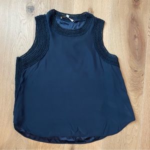 Elizabeth and James navy crochet blouse size medium.